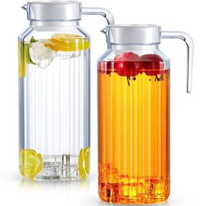 lot 3281 image: Panitay 2 Pcs 68 Ounces Plastic Pitcher with Lid Clear Acrylic Pitcher Shatter Proof Juice Containers with Lids for Water Milk Sangria Lemonade