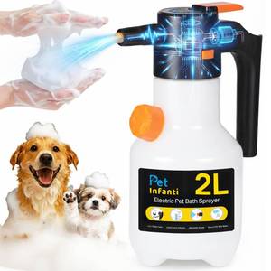 lot 3293 image: Electric Dog Shampoo Dispenser &amp Foamer Rechargeable Dog Soap Sprayer, Portable Pet Bathing Tool for Cats &amp Dogs (2L) - Retail $43