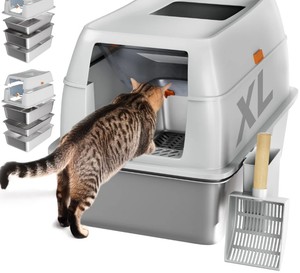 lot 2920 image: Tom &amp Sora Stainless Steel Litter Box - Retail $109