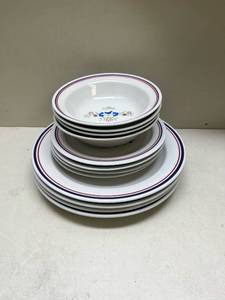 lot 326 image: Newcor Homespun Dinnerware Set - Country Cabin Pattern - Cleaner Newer Set