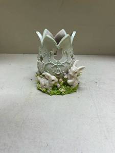 lot 356 image: Decorative Bunny Garden Candle Holder
