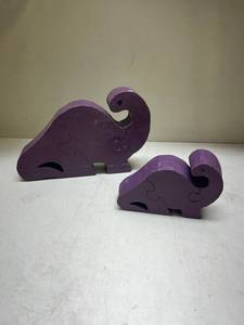 lot 359 image: Purple Wooden Elephant Puzzle Set Glued Together