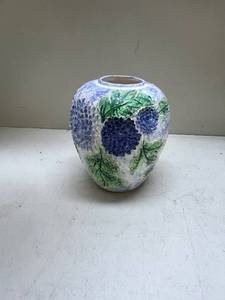 lot 379 image: Handcrafted Blue Hydrangea Ceramic Vase
