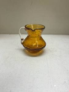 lot 380 image: Amber Glass Creamer with Clear Handle