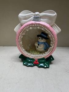 lot 386 image: Pink Christmas Ornament Globe with Snowman