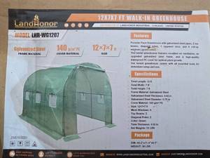 lot 4144 image: Landhonor 12x7x7 Walk-In Greenhouse Kit