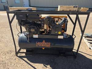 lot 3745 image: LandHero Gas-Powered Air Compressor with Stand (See description)