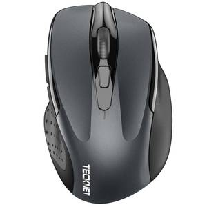 lot 70562 image: TECKNET Wireless Mouse (2.4G & BT5.03.0) Silent 4800 DPI Computer USB A & Bluetooth Mouse 6 Buttons, Wide Compatibility - Grey - Retail $16