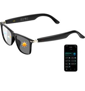 AI Smart Glasses for Men & Women, Photochromic AI Translation Glasses, Support 165+ Languages, Touch Control & IPX5 Waterproof, Multifunctional Bluetooth glasses, Travel Meeting Business Trade(Black) - Retail: $89
