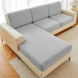 lot 70605 image: Deep Dream Sectional Couch Covers 6 Pieces, Stretch Couch Cushion Covers, L Shaped Washable Sofa Covers for LeftRight Sectional Sofa (3 Backrest Cover  2 Seater  1 Chaise, Light Grey) - Retail $45