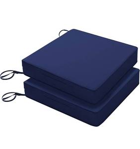 lot 70610 image: Navy Blue Outdoor Chair Cushions Set of 2 - Retail $39