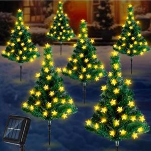 lot 70618 image: Solar Powered Pathway Christmas Trees Set - Retail $49