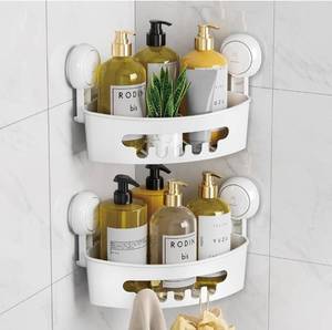 lot 70630 image: Leverloc Corner Shower Caddy - 2 Pack - Retail $18