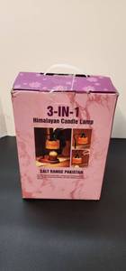 lot 70632 image: 3-in-1 Himalayan Salt Lamp with Wooden Base - Retail $25