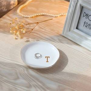 lot 70652 image: Monogram T White Ceramic Ring Dish - Retail $12