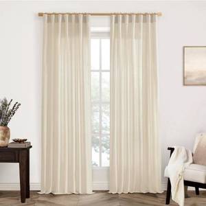 lot 70658 image: Linen Blend Curtain Panel 50x108 Light Natural - Retail $45