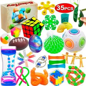 lot 69305 image: 35 Piece Fidget Toy Set with Stress Relief and Sensory Items - Retail $19