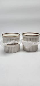 lot 69308 image: White Porcelain Ramekins with brown Trim - Set of 4 - Retail $24