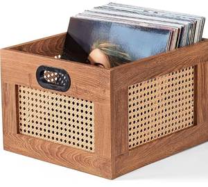 lot 69321 image: Wooden Cane Record Storage Crate - Retail $45