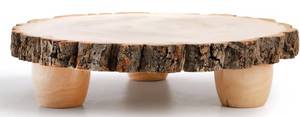 lot 69323 image: Natural Wood Slice Cake Stand with Wooden Feet - Retail $45
