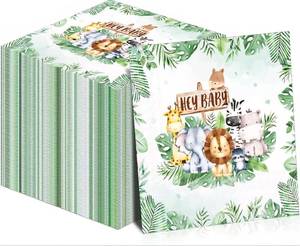lot 69326 image: Safari Animals Baby Shower Napkins - 100 Pack - Retail $12