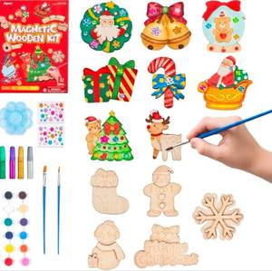 lot 69355 image: Christmas Magnetic Wooden Painting Craft Kit - Retail $15