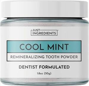 lot 69389 image: Just Ingredients Cool Mint Remineralizing Tooth Powder - Retail $12