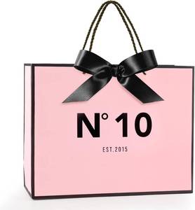lot 101459 image: Yiran Birthday Gift Bag with Handles and Ribbon for Gift Wrapping, Pink and Black Large Handbag Paper Gift Bags, 10 Year Old Gilrs Birthday Party Decorations