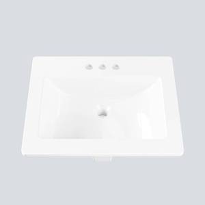 lot 101464 image: Semi-Recessed Bathroom Sink 21.26   17.72 Inch   Square White Ceramic Sink with 3 Faucet Holes (4 Inch Centerset), Drop-In Vanity Sink for Bathroom Remodel