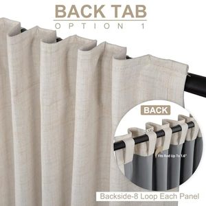lot 101465 image: 100% Blackout Shield Linen Blackout Curtains for Bedroom 84 Inches Long, Back TabRod Pocket Living Room Drapes, Thermal Insulated Blackout Curtains 2 Panels Set, 50 W x 84 L, Cream