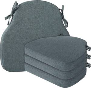 lot 101482 image: 4 Pack Dark Grey Winsor Chair Cushions with Ties, Dining Kitchen Chair Seat Pads Non Slip Removable Washable Cover 17x16