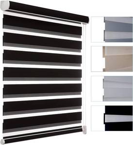lot 201314 image: MYshade Custom Size Zebra Roller Shades Blackout(85%) Corded Zebra Blinds for Indoor Windows Dual Layer Black Shades for Bedroom Bathroom Living Room Office Easy to Install