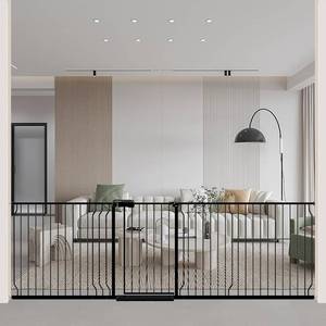 lot 201321 image: Retails for $185 WAOWAO Baby Gate 100-109.42 Extra Wide Pressure Mounted Walk Through Swing Auto Close Safety Black Metal Toddler Kids Child Dog Pet Puppy for Stairs,Doorways,Kitchen