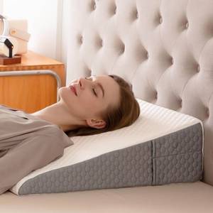 lot 201345 image: Wedge Pillow, Wedge Pillow for Acid Reflux, Back Pain Relief, Cooling Memory Foam Top, Bed Wedge Pillows for Headboard, Sleeping, Snoring, Back Support, After Surgery. 24247.5inch wedge pillow