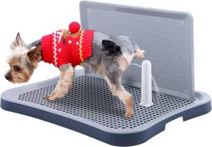 lot 201355 image: Pee Pad Holder, Indoor Potty Tray for Puppy and Small Size Dog with Pee Wall, Non-Skid Feet, 20  15.4  1.4 inch (Large)