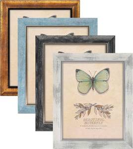 lot 201357 image: XUANLUO 8x10 Picture Frames Set of 4 Rustic Retro Photo Frame with HD Plastic Cover for Wall Mount and Tabletop Display Family Friends Wedding Gift