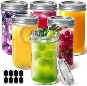 lot 201358 image: ComSaf 12 oz Mason Jars with Lids 6 Pcs, Regular Mouth Canning Jars with Seal Bands, 12 oz Glass Jar with lid for Soft Drinks, Juice, Jam, Jelly, Sauce, Dessert, Overnight Oats, Pickles
