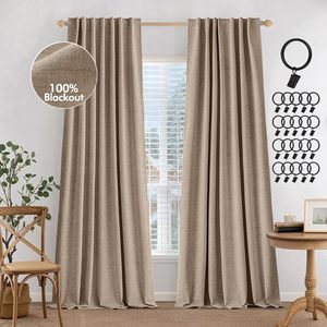 lot 201361 image: MIULEE Curtains 96 inches Long, Linen Curtains for Bedroom Living Window Drapes Back Tab & Rod Pocket, Copper Brown, 2 Panels