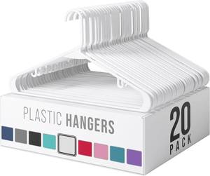 lot 201364 image: Plastic Hangers 20 Pack White - Clothes Hangers - Makes The Perfect Coat Hanger and General Space Saving Clothes Hangers for Closet - Percheros Ganchos para Colgar Ropa Hangars