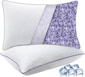 lot 301332 image: MOLCLCUY Memory Foam Pillows Queen Size Set of 2 Adjustable Cool Pillow for Side Back Stomach Sleepers Luxury with Washable Cover