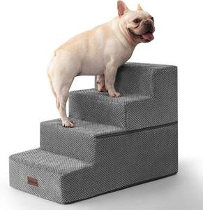lot 301352 image: Dog Stairs for Bed 18.5 H, 4-Step Dog Steps for Small Dogs and Cats, Indoor Non-Slip Balanced Pet Stairs are Suitable for Puppy, Older Cat,Gery