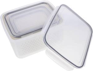 lot 301370 image: Multi-size Food Storage Container Set for Refrigerator, Airtight Fruit and Vegetable Containers with Ventilated Double-layer Design, Plastic, Portable for Outdoor Picnic