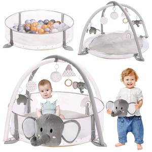 lot 401267 image: Babytrend 5-in-1 XL Large Baby Gym & Ball Pit, Play Mat & Play Gym, Combination Baby Activity Gym with Milestone Cards for Sensory Exploration and Motor Skill Development, Balls are not Included