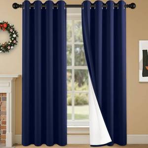 lot 401270 image: 2-Panel-Curtain 100% Blackout, 95 Inch Length for Bedroom Living Room, Grommet Thermal Insulated Room Darkening Drapes, Light Blocking Window Treatment Decor, Pack of 2, 54x95, Navy Blue