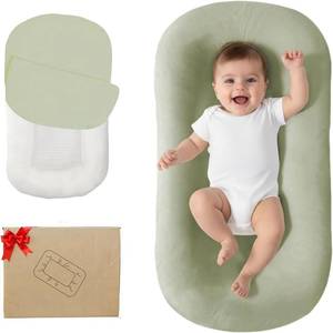 lot 401277 image: Lucakuins Baby Lounger, Bionic Design Baby Lounger for Newborn 0-24 Months, Soft Organic Cotton Breathable Lounger for Infants (Lovely Green)