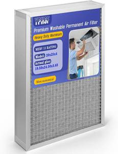 lot 401288 image: Retails for $108 Upgraded 20x25x4 Reusable AC Furnace Filter Washable MERV11, Electrostatic - Permanent,Enjoy Fresher Air in Home and Office HVAC Furnace Systems Actual Size19.50x24.50x3.63Inch 1 Pack
