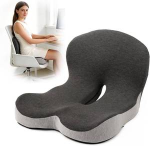 lot 401294 image: Orthopedic Seat Cushion, L-Shaped Ergonomic Memory Foam Back & Seat Support, Non-Slip Breathable Washable Cover, for Office Chair, Car, Wheelchair, Gaming Seat