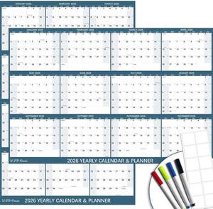 lot 401296 image: 32 x 48 2026 Wall Calendar, Large Rolled Wet & Dry Erase Wall Calendar 12 Month, Yearly Laminated Wall Calendars, Reversible Annual Planner, HorizontalVertical, with Julian Dates