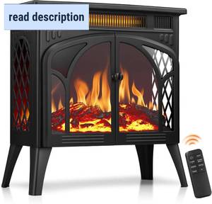 lot 401268 image: Retails for $150 R.W.FLAME Electric Fireplace Heater 25 with Remote Control, Cathedral Stylish, Different Flame Effects and Log Set Colors, Adjustable Brightness and Heating Mode, Overheating Safe Design