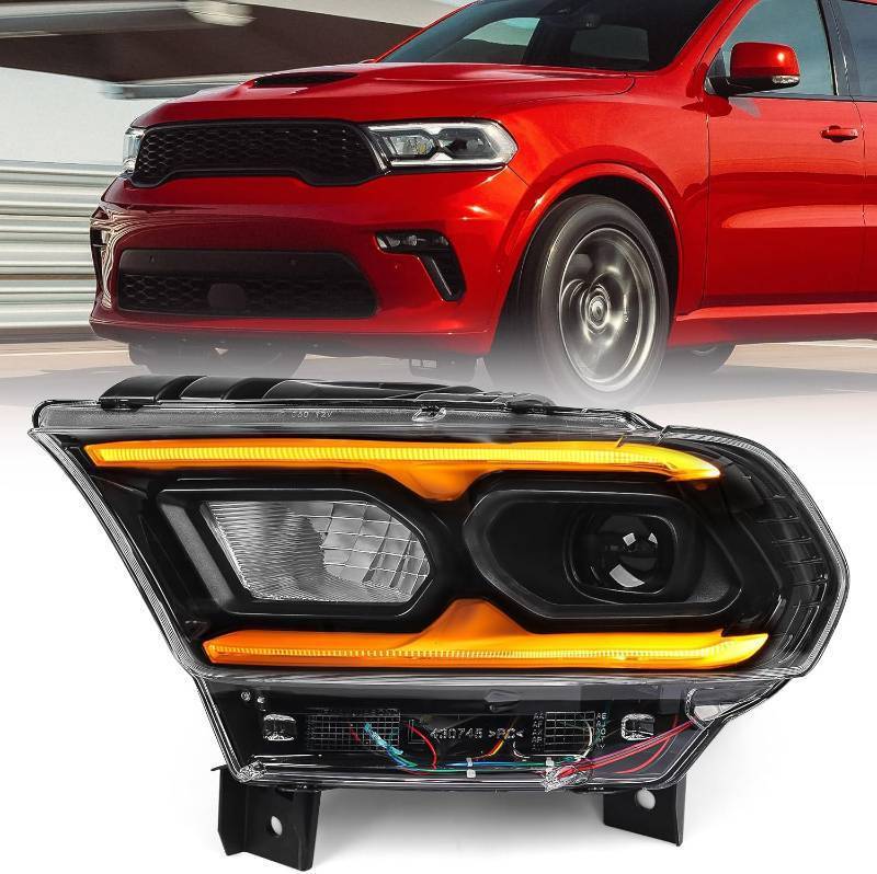 lot 111417 image: Retails for $270 FIONE Full LED Headlight Assembly Compatible with Dodge Durango 2021 2022 wAFS Headlamp Black Left Driver Side LH 68433785AC